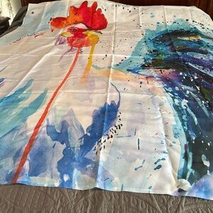 Colorful Watercolor Rooster shower curtains NWOT